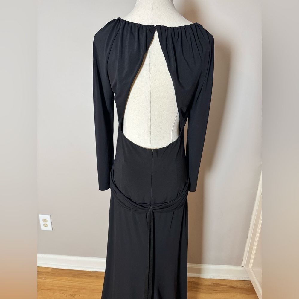 Vintage Vera Wang Black Ruched Long Sleeve Formal Gown - Picture 12 of 14
